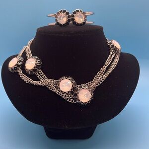 #124 Elegant Silver and Black Jewelry Set
